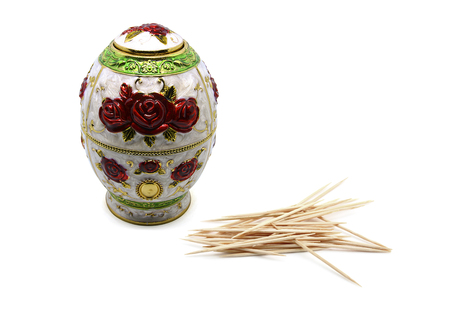 Toothpicks holder on white backgroundの写真素材