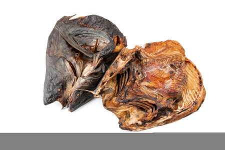 Dried fish isolated on white backgroundの写真素材