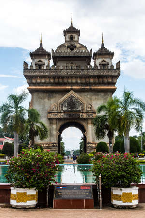 Patuxai arch monument, Vientiane, the Capital of Laos のeditorial素材