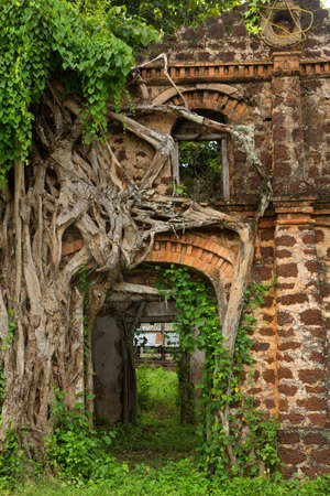 Colonial ruin in Tha Rae, Sakon Nakhon, Thailandの写真素材
