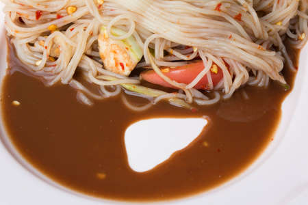 Thai papaya salad or Som Tum (traditional thai food)の写真素材