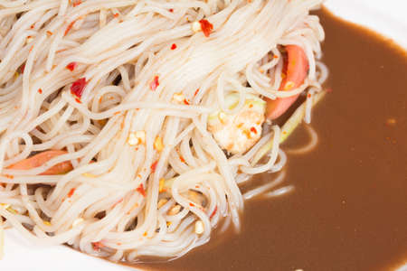 Thai papaya salad or Som Tum (traditional thai food)の写真素材