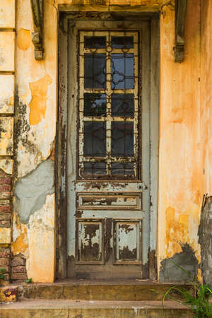 old wooden church doorの写真素材