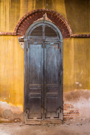 wooden back door to the houseの写真素材