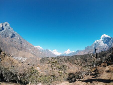 View of the mountains of the himalayasの写真素材