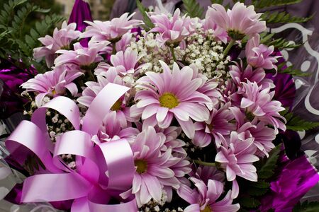 festive bouquet of pink chrysanthemums