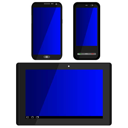 phone, smartphone and tablet on white backgroundのイラスト素材