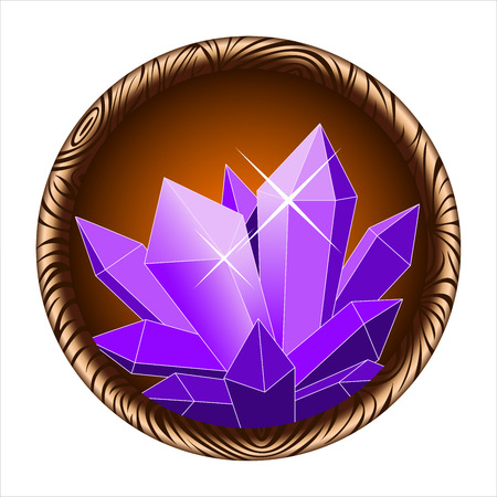 round icon of a glowing magic crystalのイラスト素材