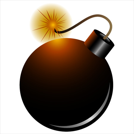 pirate round bomb with burning wick on white backgroundのイラスト素材