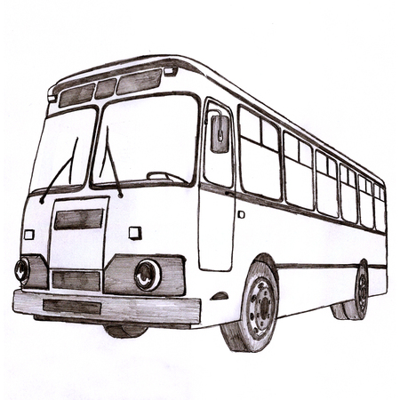 passenger bus for transportation of people on a white backgroundの写真素材