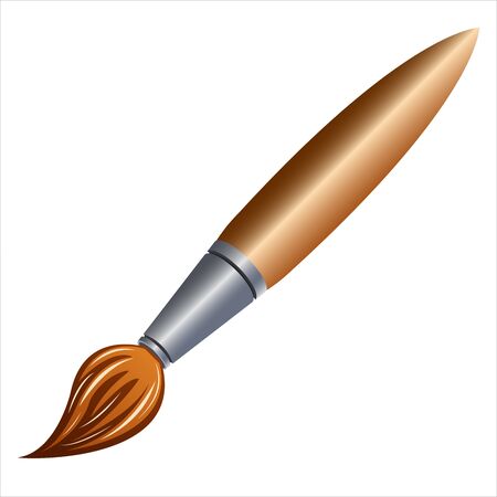 art brush with wooden handle on white backgroundのイラスト素材