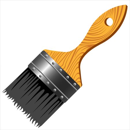 paint brush with wooden handle on white backgroundのイラスト素材