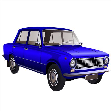 automobile retro car isolated on white backgroundのイラスト素材