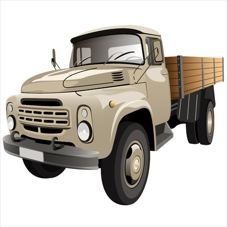 cargo retro with side car body on a white backgroundのイラスト素材