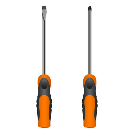 screwdriver with different bits on a white background vectorのイラスト素材