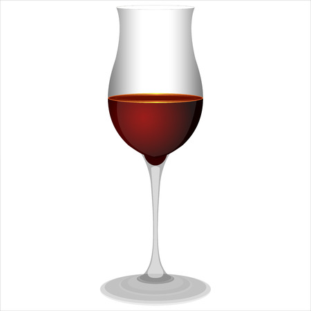 a glass of red wine on a white backgroundのイラスト素材