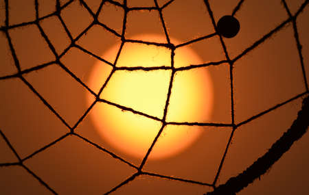 Sunset with net of dreamcatcherの写真素材