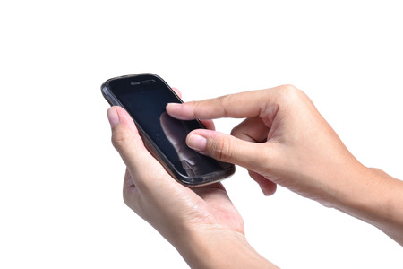 Hands pointing phone の写真素材