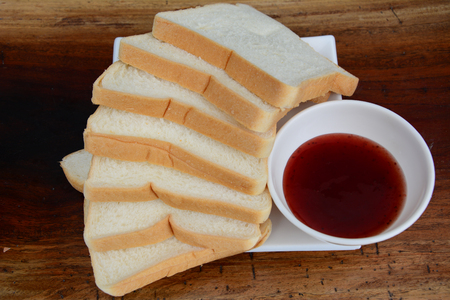 dish of bread and jam  の写真素材