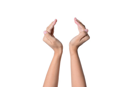 Business man hand on white backgroundの写真素材