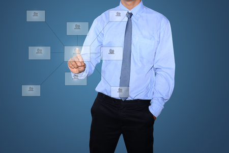 Business man drawing social network structure の写真素材