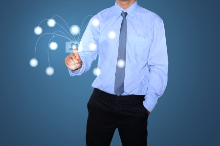 hand pushing social network structure の写真素材