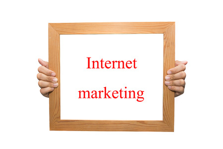 Internet marketing on a wooden boardの写真素材