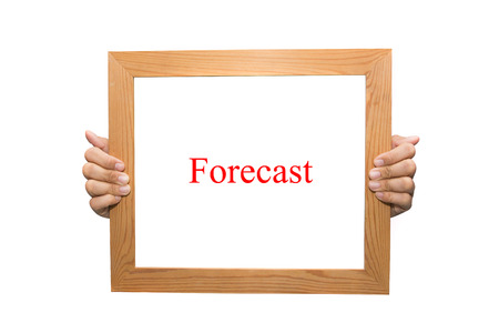 Forecast on a wooden boardの写真素材