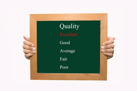 Writing evaluate excellent quality concept の写真素材