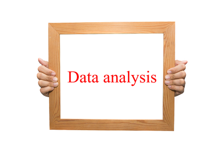 Data analysis on a wooden boardの写真素材