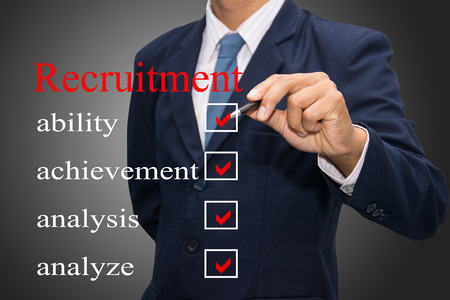 business man writing recruitment concept の写真素材