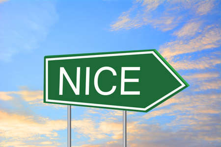 Nice road sign greenの写真素材