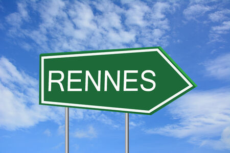 Rennes road sign greenの写真素材