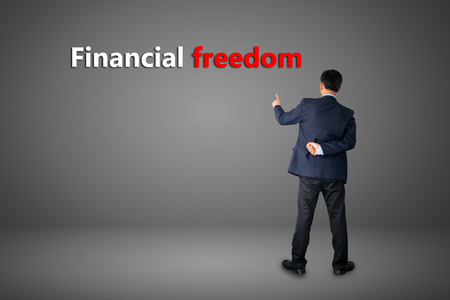 business hand writing Financial freedomの写真素材