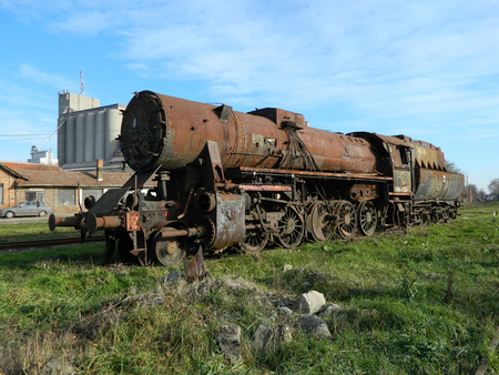 Large, old steam locomotive, which for years waiting for repair and Museum.のeditorial素材