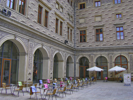 Nice restaurant on Hradcanske Square in the old part of Pragueのeditorial素材
