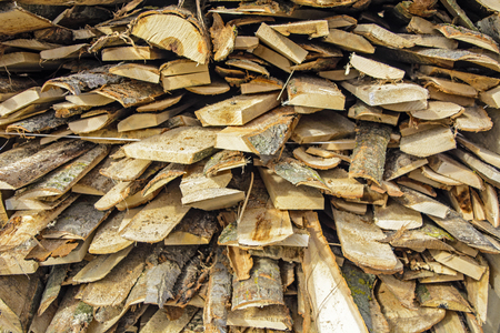 Wood at the depot, cut the log and ready for sale.