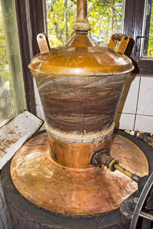 The boiler for the production of home-made brandyの写真素材