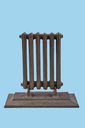miniature model of a radiator on a white background.の写真素材