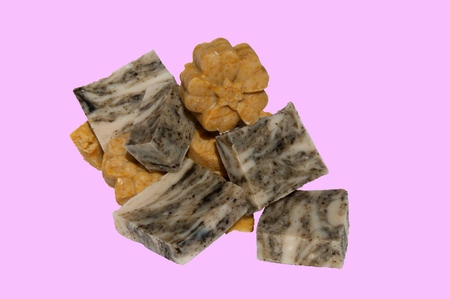 Beautiful and natural handmade soaps.の写真素材