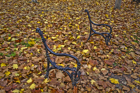 Invisible bench with which someone took off strips for sitting.の写真素材