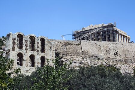 ATHENS,GREECE,JUN 04, 2016. The Acropolis of Athens. Restoration works on the temples are in progress.のeditorial素材