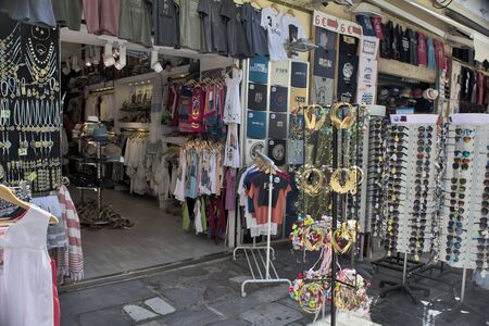 ATHENS, GREECE, JUN 04, 2016.View of one of the shopping streets in Athens's Plaka district.のeditorial素材