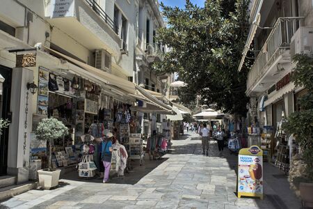 ATHENS, GREECE, JUN 04, 2016.View of one of the shopping streets in Athens's Plaka district.