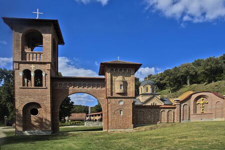 Besenovo Monastery, Fruska Gora, Serbia, September 20, 2019. Contemporary appearance of the restored Besenovo Monastery. Besenovo Monastery was founded by Serbian King Stefan Dragutin in the late 13th century.のeditorial素材
