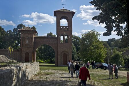 Besenovo Monastery, Fruska Gora, Serbia, September 20, 2019. The exit gate of the monastery. Besenovo Monastery was founded by Serbian King Stefan Dragutin in the late 13th century.のeditorial素材