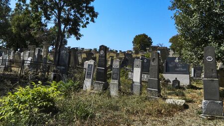 Rajacke pivnice, Serbia, September 10, 2012. An old village cemetery located on a hill above the...