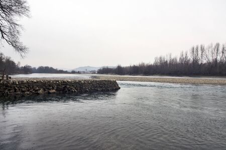 View of the Drina River on a gloomy winter day. Popular TV series are filmed here.