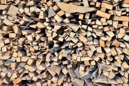 Firewood is stored in the household for use when winter arrives.の写真素材