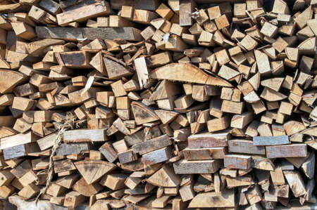 Firewood is stored in the household for use when winter arrives.の写真素材